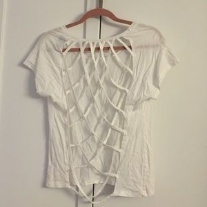 sabo skirt semi-backless white tshirt