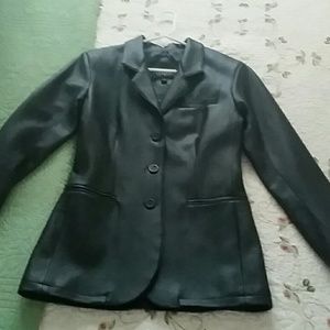 Black faux leather express jacket