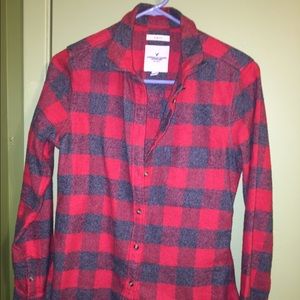 Red and grey flannel boyfriend shirt