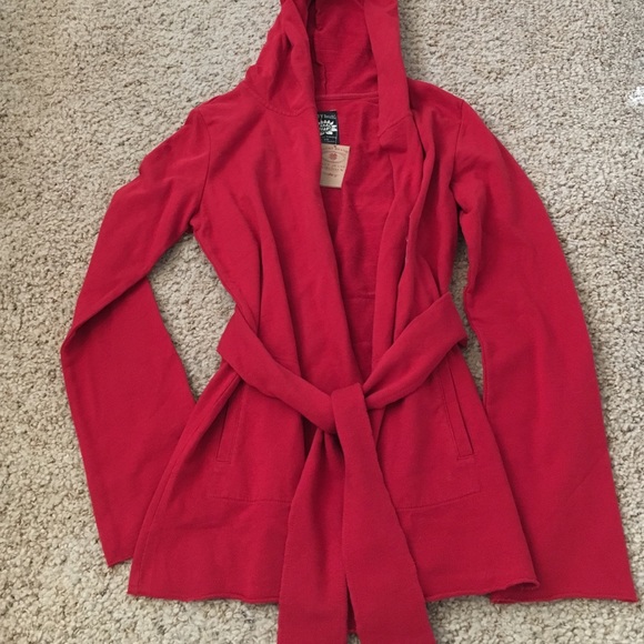 Red hooded French terry Lucky brand jacket