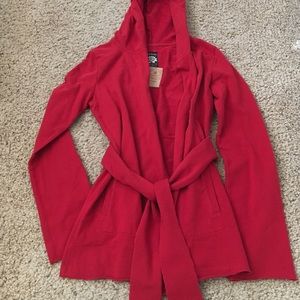 Red hooded French terry Lucky brand jacket