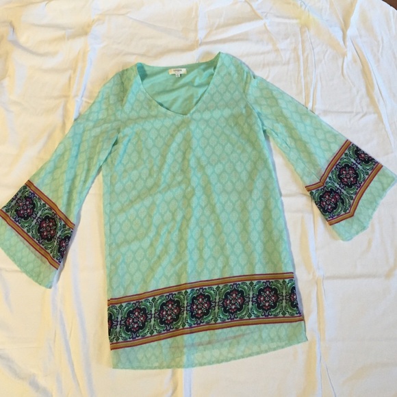 blue patterned dress