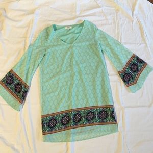 blue patterned dress