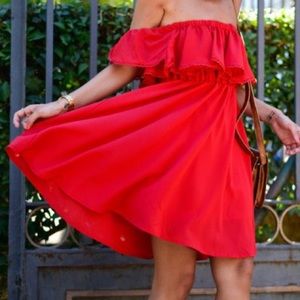 ChicWish Red off the shoulder dress