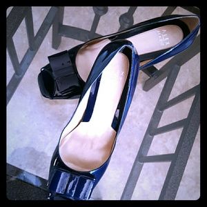 Navy Blue Peep Toe Shoe