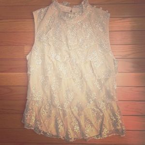 Tiered Lace Ruffle Front Top