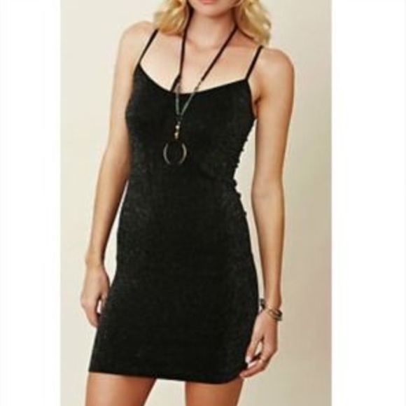 free people intimately sparkly black slip dress