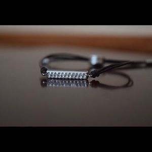 Fossil Rhinestone Bar Leather Bracelet