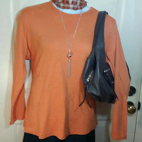 Embroidered cotton blend knit top