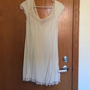 Cream lace slip shift dress