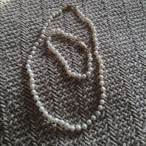 Genuine Pearl Choker and Bracelet