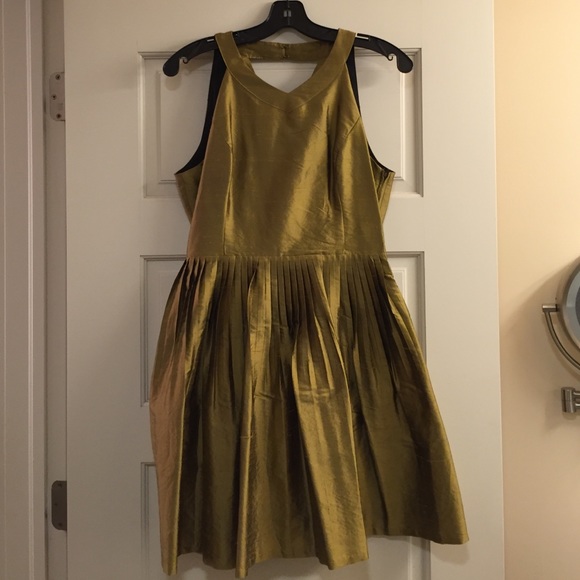 Anthropologie Gold Pleated Dress