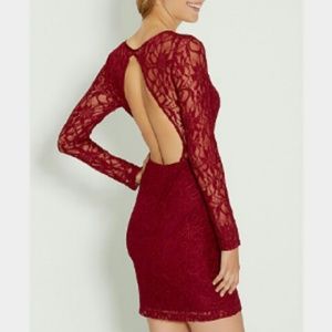 Red lace dress with back cut-out