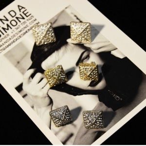 Pave Crystal Stud Earring Set