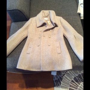 LOFT cream and gold pea coat