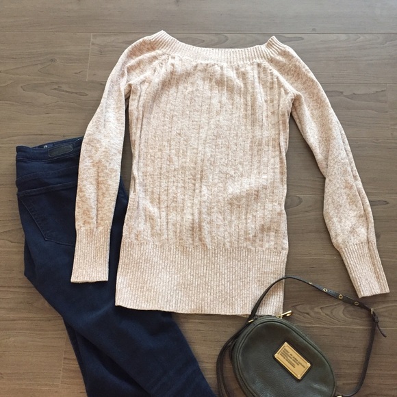 Guess neutral beige ribbed sweater