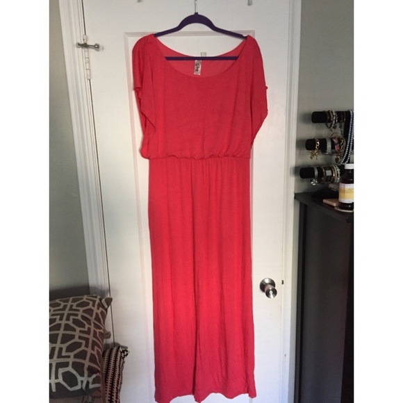 Peach Short Sleeved, Maxi Dress