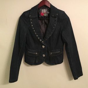 Dark denim jacket with studs