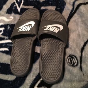 Grey Nike Sliders