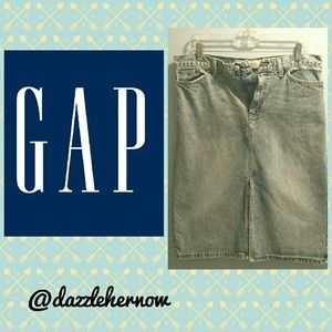 GAP Stonewash Denim Skirt With Front Split