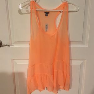 Sheer orange aerie tank