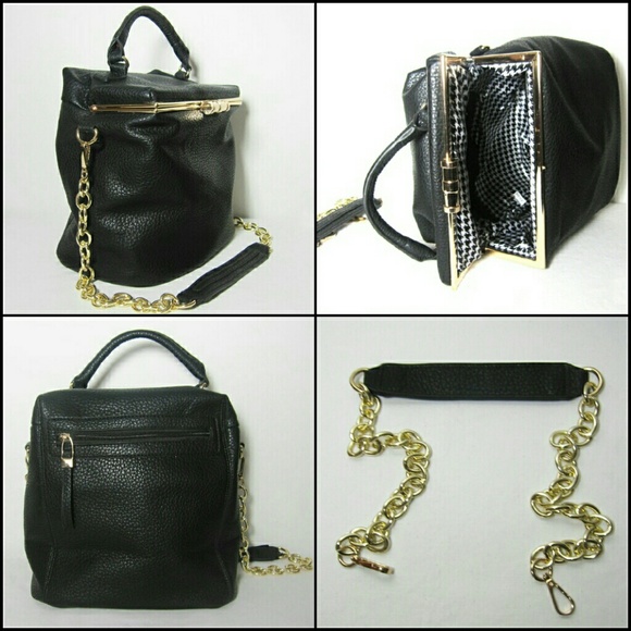 1 Day Sale! NWT Blk Faux Leather Fashion Backpack - Picture 2 of 4