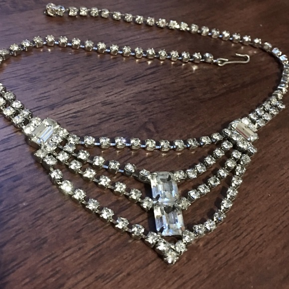 Vintage Jewelry - Vintage Rhinestone Choker Necklace 1950s