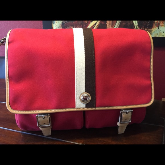 Red Coach Canvas Messenger Bag