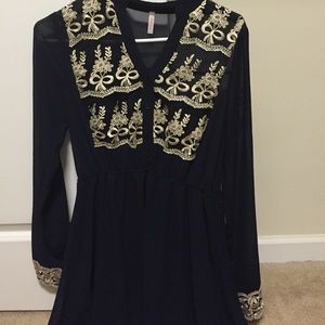 Navy and lace sheer boutique dress