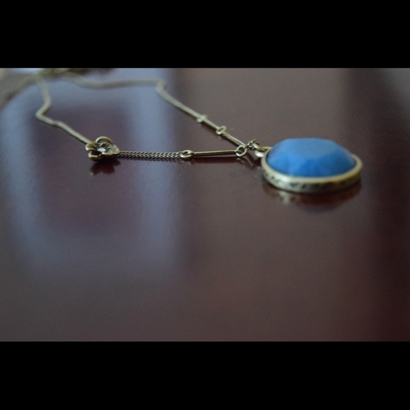 Fossil Blue Stone Pendant Necklace