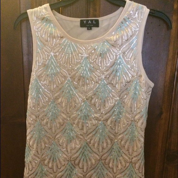 Cream and mint sequined shell