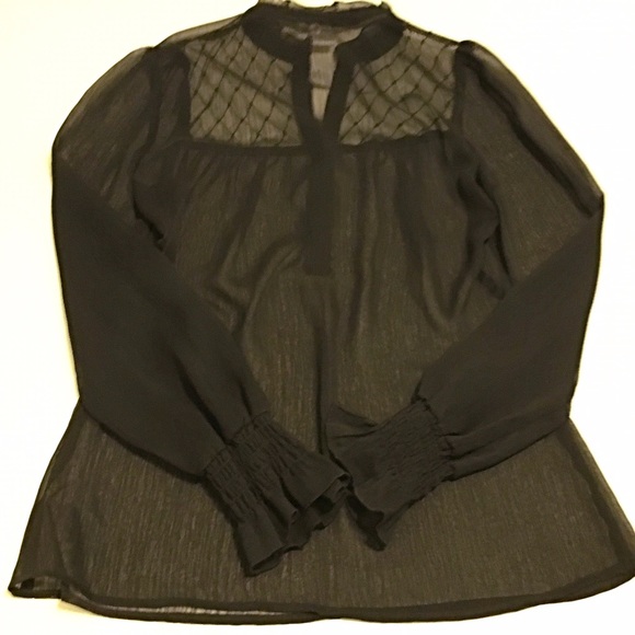 👘Long Sleeve Sheer Black Blouse