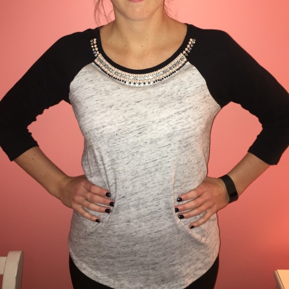 J. Crew Tops - J. Crew Jeweled Baseball Tee Top