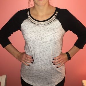 J. Crew Jeweled Baseball Tee Top