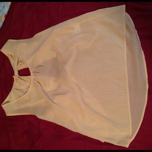 Sheer, pale yellow, bow back blouse