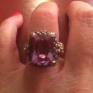 Sterling and 18k amethyst ring
