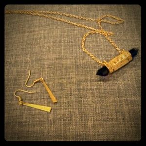 Spiky blue necklace and earrings set