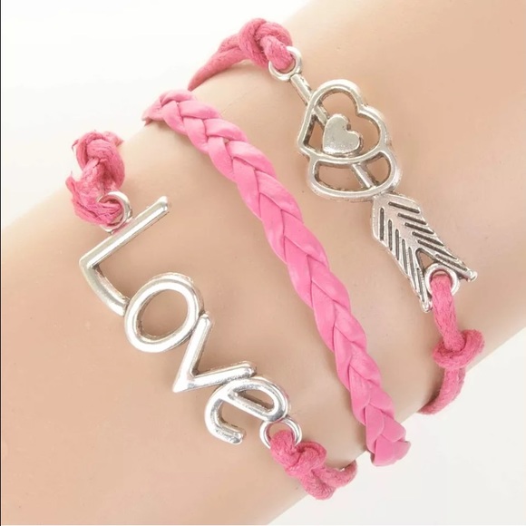 Jewelry - Love Bracelet Pink/Silver New Adjustable
