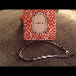 Stella & Dot double wrap silver/leather bracelet.