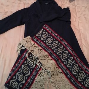 Dark blue/red/tan shawl