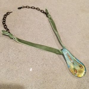 Serenity Blue Dichroic Glass Pendant Choker