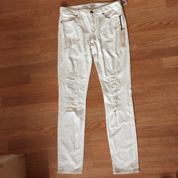 White Denim Distressed Skinny Jeans | Forever 21