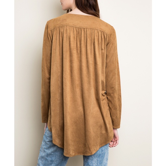 1DAYSALE "Sea Fever" Faux Suede Lace Up Top - Picture 2 of 4