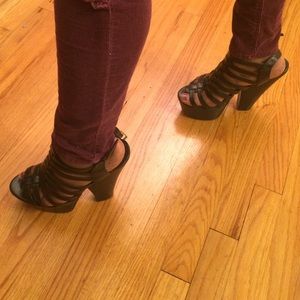 Black strappy platform heels