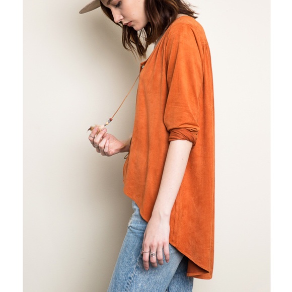 1DAYSALE "Sea Fever" Faux Suede Lace Up Top - Picture 2 of 4