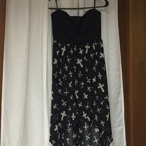 Cross printed maxi dress