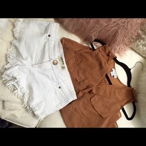 Sheer sleeveless top & Sexy fringed shorts