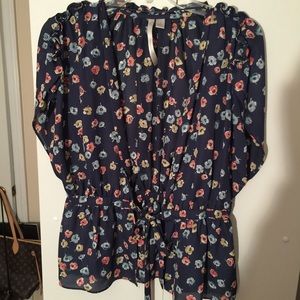 Navy blue floral blouse