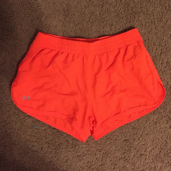 Under Armour Pants - Neon Orange Under Armour Running Shorts, size M