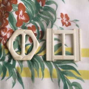 Vintage 20s White Celluloid Dress Belt Buckle 2